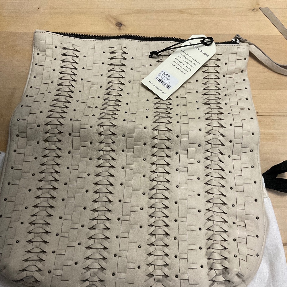 CLEOBELLA SYMPHONY FOLD CLUTCH NWT WOVEN LEATHER